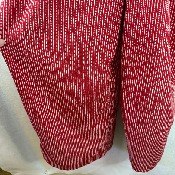 Max Studio Women's Red White Wide Leg Smocked Jumpsuit Sz M Boho Feminine Beachy - Picture 5 of 11